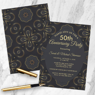 Chic Gold und Black 50 Jahre alt Party Einladung