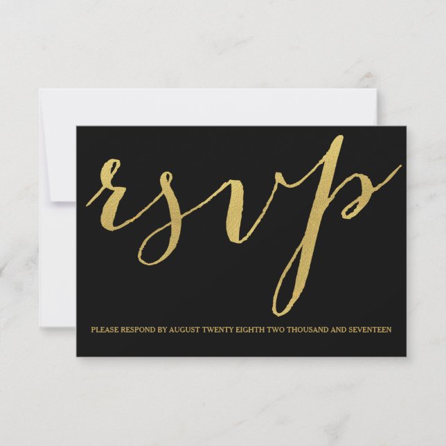 Chic Gold und Black RSVP Card Karte (Vorderseite)