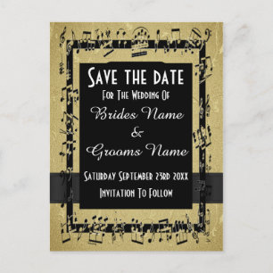 Chic Gold und Schwarz Save the Date Ankündigungspostkarte