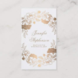 Chic-Gold und weißes mit Blumenelegantes und Visitenkarte
