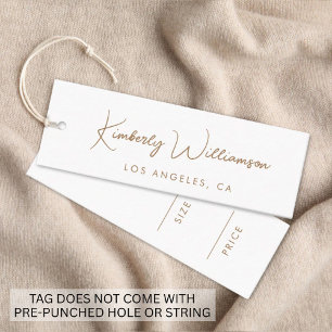 Chic Gold Unterschrift Schrift Weiß Preis Hang Tag