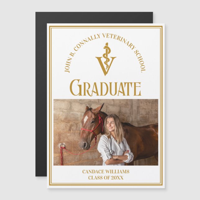 Chic Gold Veterinary School Foto Graduate Magnet (Vorne/Hinten)