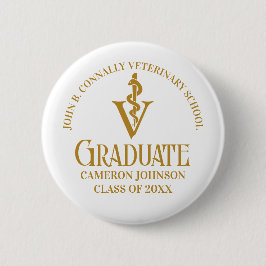 Chic Gold Veterinary School Graduate Personalisier Button