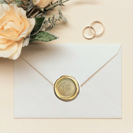 Chic Gold Vintage Initials Custom Wedding Bevorzug Runder Aufkleber