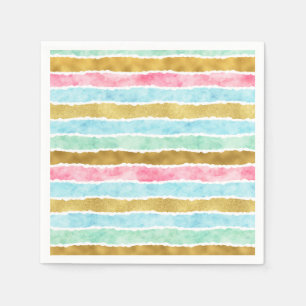 Chic Gold Watercolor Streifen Serviette