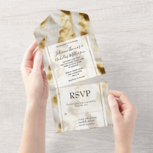 Chic Gold White Cowhide All In One Einladung