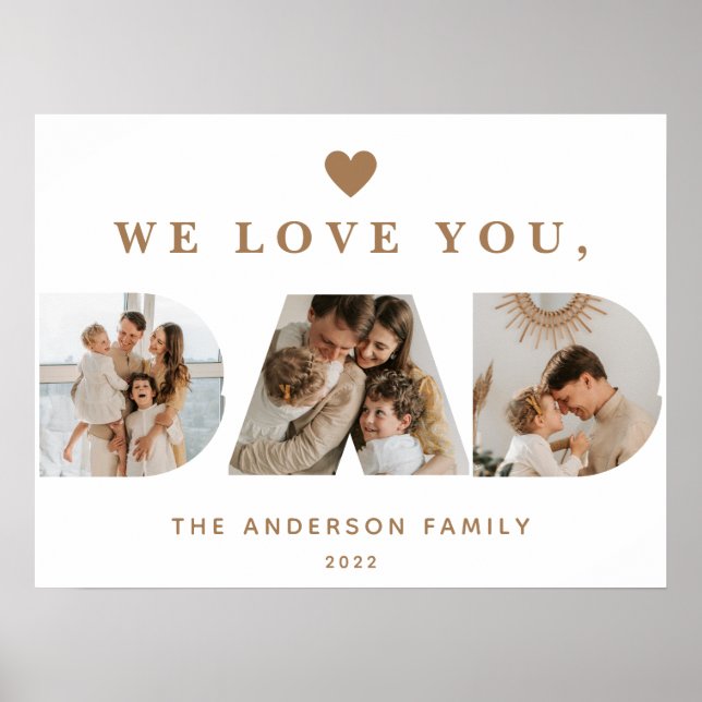 Chic Gold White Custom Drei Vater Script Fotos Poster (Vorne)