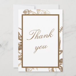 Chic Gold & White Imitats Metal Floral Foto Hochze Dankeskarte