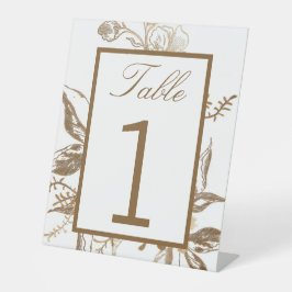 Chic Gold & White Imitats Metal Floral Wedding Tab Sockelschild