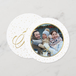 Chic Gold & White Joy Familienurlaub Foto Einladung
