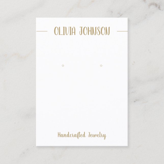 Chic Gold White Juwelier Ohrring Display Visitenkarte (Vorderseite)