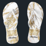 Chic Gold White Marble Bride Wedding Bachelorette Flip Flops<br><div class="desc">Elegante,  schicke und moderne Imitate bedruckten die goldfarbenen und weißen Marmormuster,  die Bride-Sake-Flip-Flops. Dieses klassische und raffinierte Design ist perfekt für die stilvolle,  trendige und stilvolle Bride. Tragen Sie sie zu Ihrem Junggeselinnen-Abschied oder zu jeder Hochzeitsfeier. Das gesamte Foto-Druckdesign.</div>