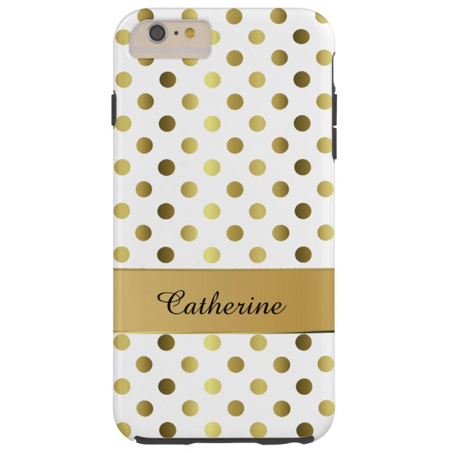 Chic Gold & White Polka Dot iPhone 6 Plus Gehäuse Case-Mate iPhone Hülle (Rückseite)