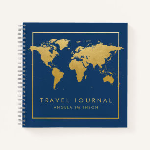 Chic Gold World Map Travel Journal Notizbuch