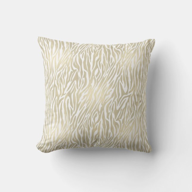 Chic Gold Zebra Print Kissen (Vorderseite)