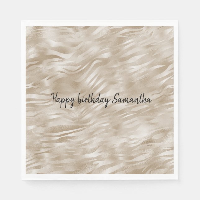 Chic Gold Zebra Print Serviette (Vorderseite)