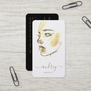 Chic Golden Beauty Watercolor Malskript Visitenkarte