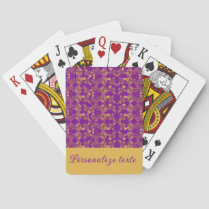 Chic Golden Blume auf lila Muster   Angepasst Spielkarten