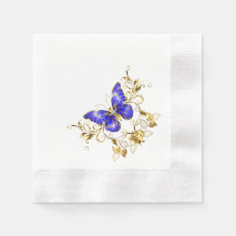 Chic Golden Blume & Blue Schmetterlinge mit Monogr Serviette