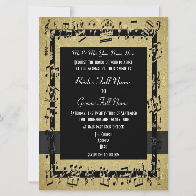 Chic golden elegante formelle Hochzeit Einladung (Vorderseite)