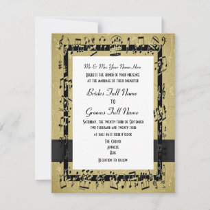 Chic golden elegante Musik Blatt formale Hochzeit Einladung