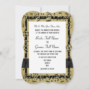 Chic golden elegante Musik Blatt formale Hochzeit Einladung