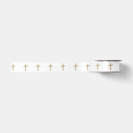Chic Golden Palm Cross, Christening Communation Satinband