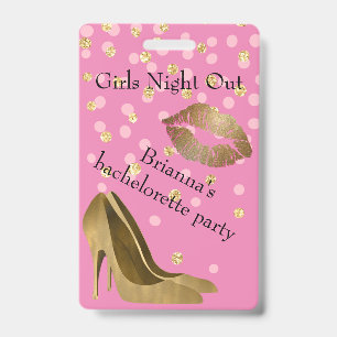 Chic Golden Stilettos Pink Junggeselinnen-Abschied Ausweis