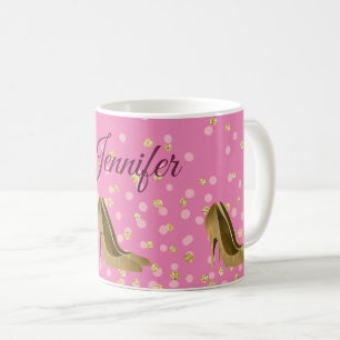 Chic Golden Stilettos Rosa Kaffeetasse
