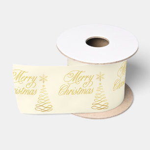Chic Golden und Cream Yellow Frohe Weihnachten Satinband