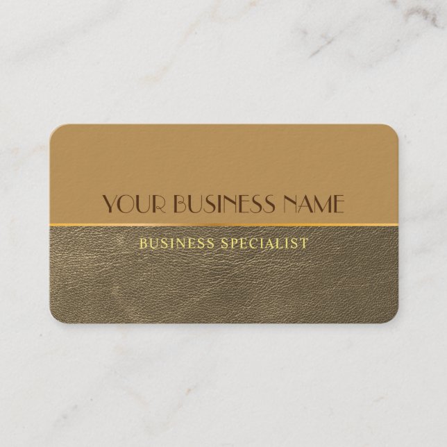 Chic goldene Ledertextur elegant Minimalistisch Visitenkarte (Vorderseite)