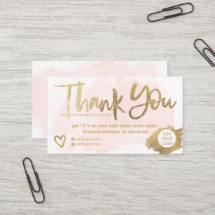 Chic goldpinsel Schriftart rosa Pinsel Reihenfolge Visitenkarte