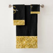 Chic Gouttes de Paillettes en Or Monogramme Noir