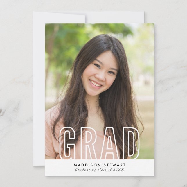 CHIC GRAD Kontur für moderne Fotos Einladung (Vorderseite)