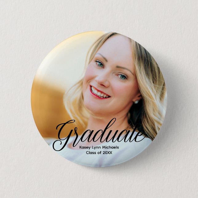 Chic Graduate Foto Custom 2023 Abschluss Button (Vorderseite)