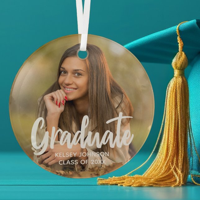 Chic Graduate Foto Moderne Custom 2023 Abschluss Ornament Aus Glas (Von Creator hochgeladen)