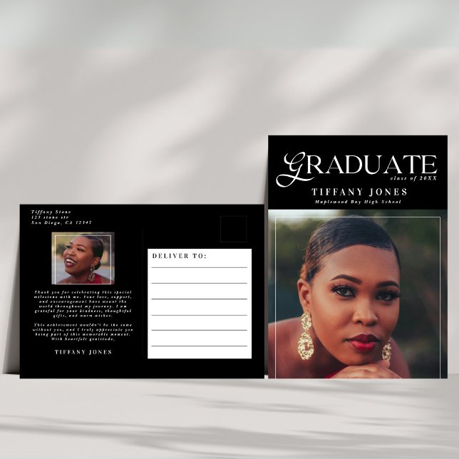 Chic Graduate Magazine Foto Abschluss Vielen Dank Postkarte (Von Creator hochgeladen)