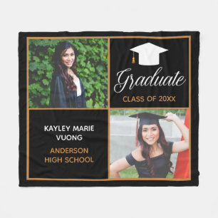 Chic Graduate Senior Foto Black Gold Abschluss Fleecedecke