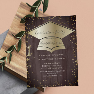 Chic Graduation Cap, Diamonds Brown Abschluss Einladung