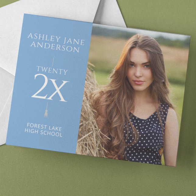 Chic Graduation Pale Blue Photo Faire-part (Créateur téléchargé)