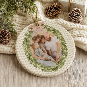 Chic Grandmillennial Coquette Weihnachtsfeier Keramik Ornament