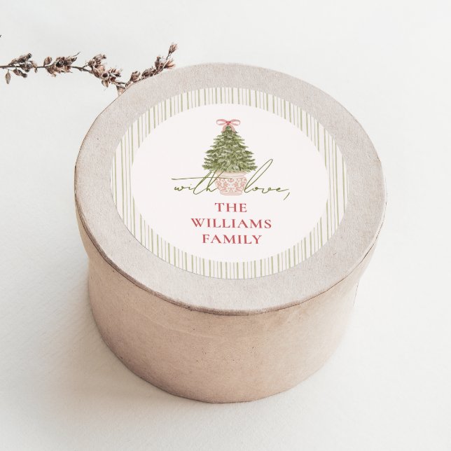 Chic Grandmillennial Weihnachtsgeschenksticker Runder Aufkleber (Von Creator hochgeladen)