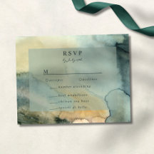 Chic Granite Blue Green Watercolor Wedding