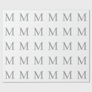 Chic Grau Initialen Monogramm Modern Geschenkpapier