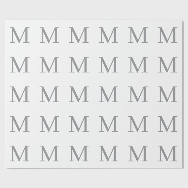 Chic Grau Initialen Monogramm Modern Geschenkpapier (Flach)