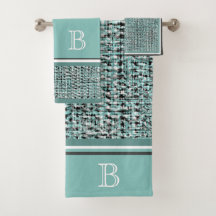 Chic Grau Seafoam Blau Grün Boucle-Muster Custom
