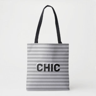 Chic Grau Silber Gestreift Tasche
