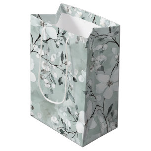 Chic Grau Weiß Blau Floral Brautparty Mittlere Geschenktüte