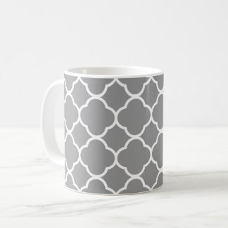 Chic-graue u. weiße Quatrefoil Kaffee-Tee-Tasse Kaffeetasse