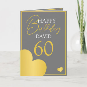 Chic Gray and Gold Husband 60. Geburtstag Karte